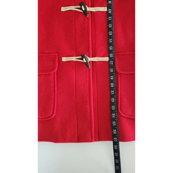 Uniqlo Women's M Red Wool Blend Hooded Duffle Coat Toggle Winter Jacket Warm - Picture 6 of 9